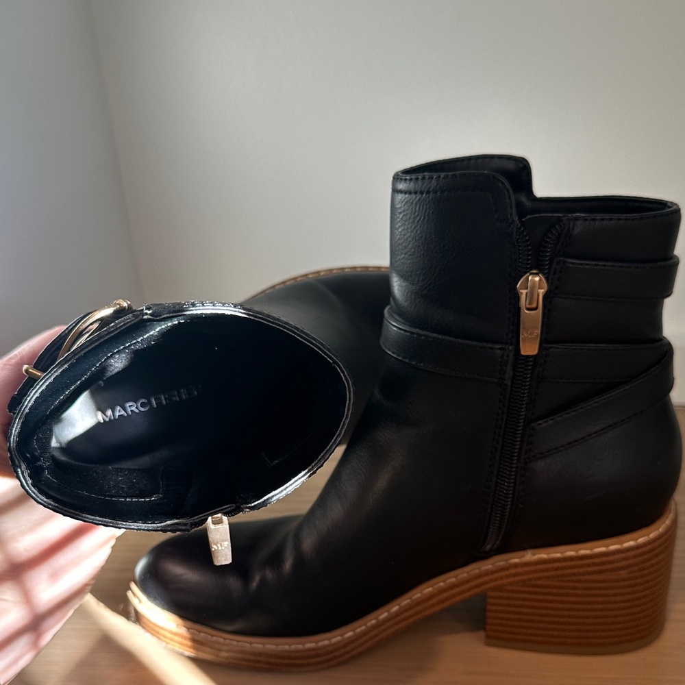 Black Leather Ankle Boots - Picture 6 of 7